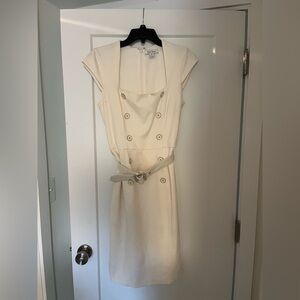 White and Black Market Cream Double-Breasted Midi Dress